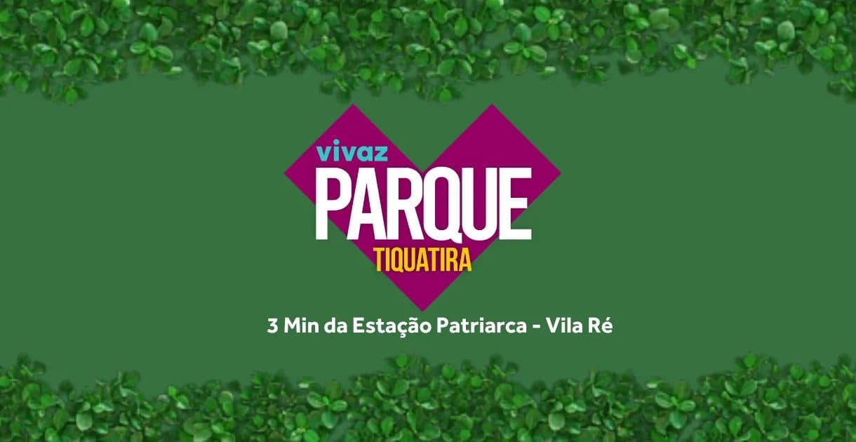Logotipo do empreendimento Vivaz Parque Tiquatira com fundo verde texturizado.