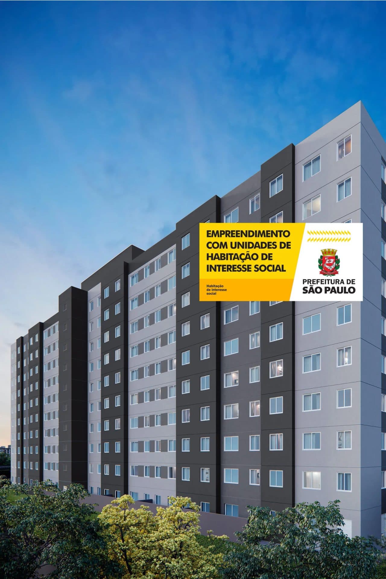 Fachada do edifício residencial com pintura em tons de cinza